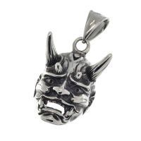 Stainless steel pendant - Japanese mask with horns
