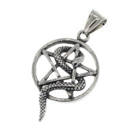 Stainless Steel Pendant – Pentagram with Coiling Snake