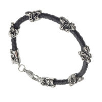 Lederarmband mit Edelstahl - Lilie