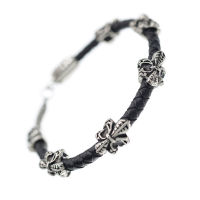 Lederarmband mit Edelstahl - Lilie