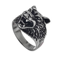 Stainless steel ring - wolf head