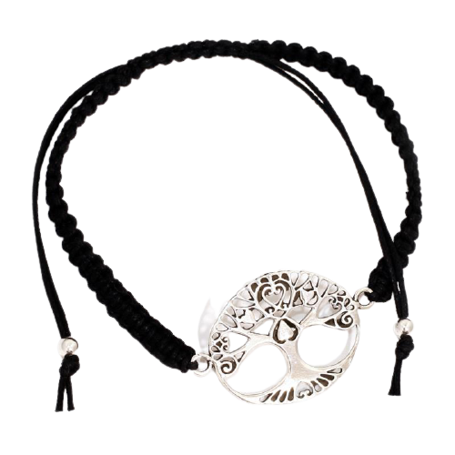 Bracelet "Tree of Life" made of fabric - size adjustable - with 925 sterling silver