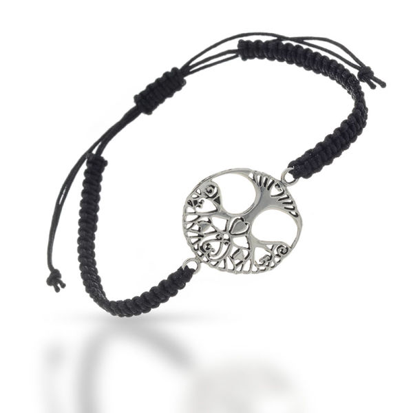 Bracelet "Tree of Life" made of fabric - size adjustable - with 925 sterling silver