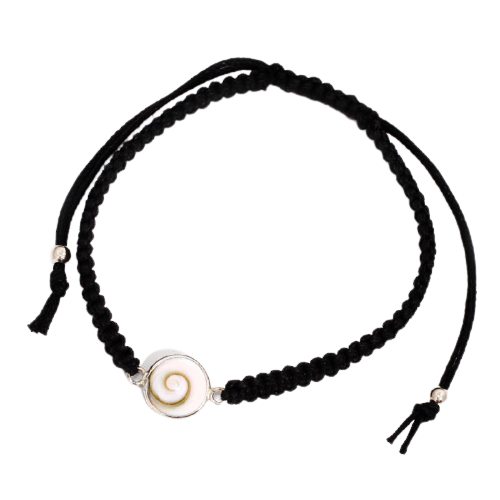 Armband "Shivas Auge" aus Stoff - Größenverstellbar - mit 925 Sterling Silber