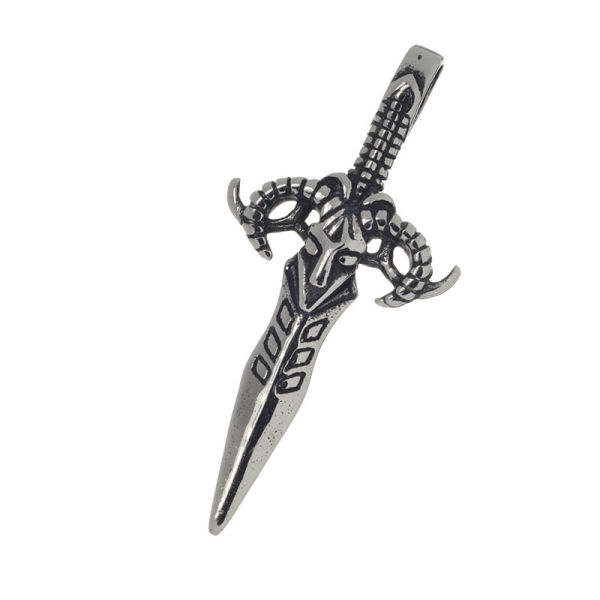 Stainless steel pendant - dagger "rams head"