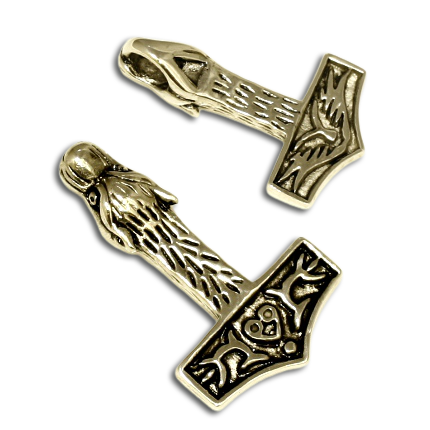 Edelstahlanhänger – Thors Hammer mit Wolfskopfgriff