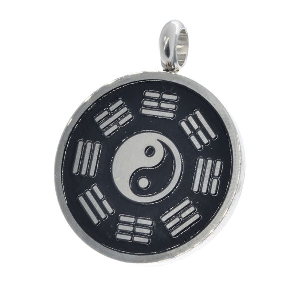Edelstahlanhänger - Yin und Yang - Bagua - 42 mm