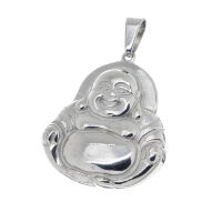 Stainless Steel Pendant - Laughing Budai Steel-46 mm
