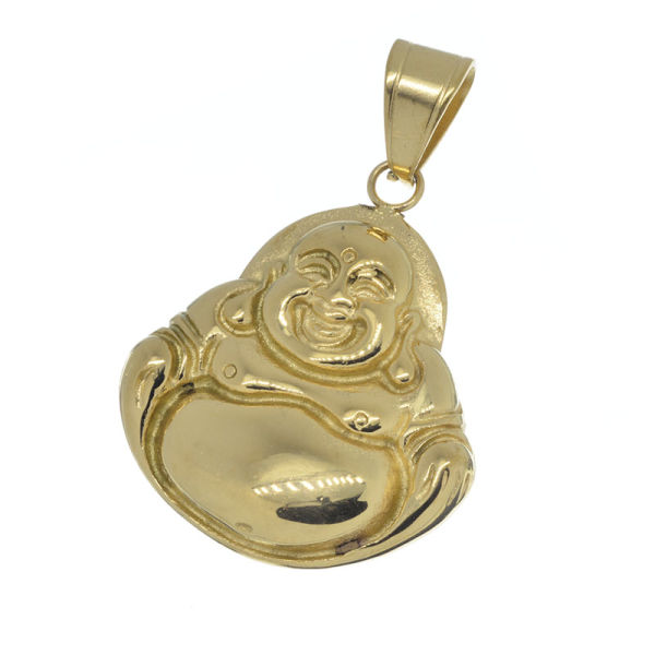 Edelstahlanhänger - Fröhlicher Buddha PVD-Gold-36 mm