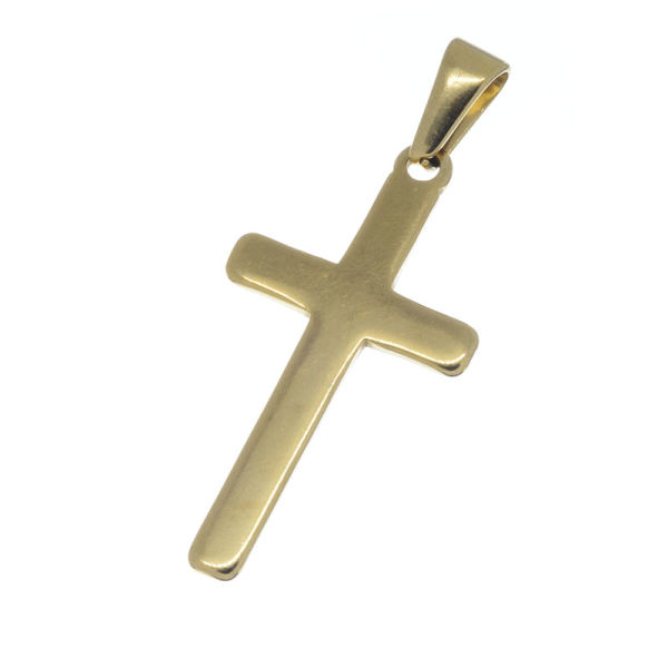 Stainless steel pendant - Catholic cross PVD-Gold-19 mm