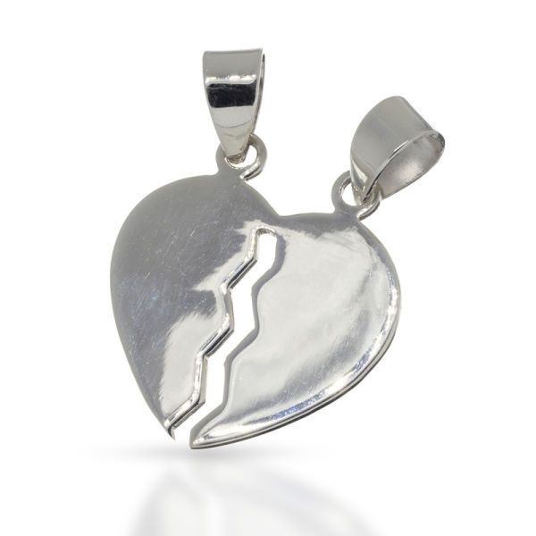925 Sterling Silver Pendant - "Broken Heart"