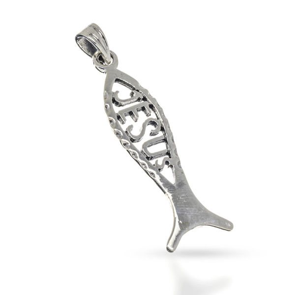 925 Sterling Silber Anhänger - Fisch "Ichthys"