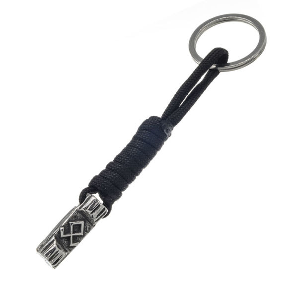 Stainless steel - keychain - tree trunk with rune