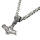 King necklace stainless steel - Thors hammer with Futhark rune Thurisaz