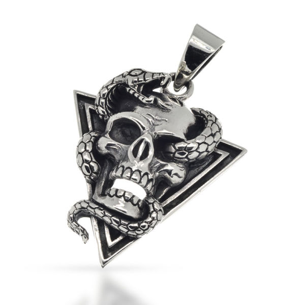 925 Sterling Silver Pendant - Skull with Snake "Inyoka"