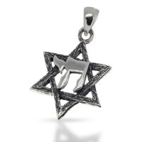925 Sterling Silber Anhänger - Davidstern mit...