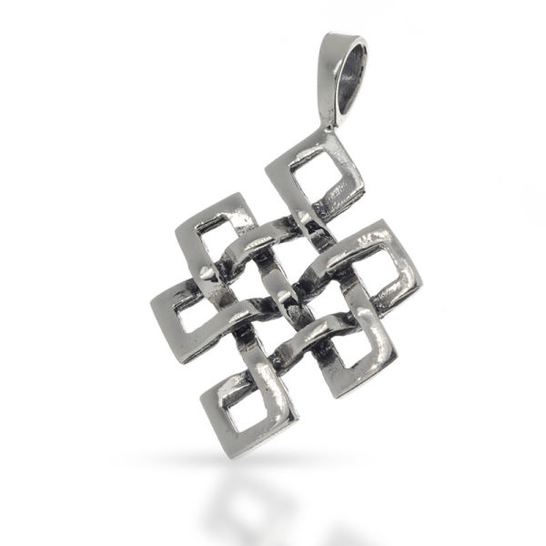 925 Sterling Silber Anhänger -  Symbol Endlosknoten "Shrivatsa"