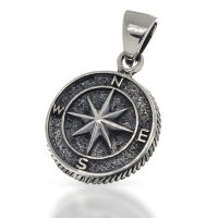 925 Sterling Silver Pendant - Compass "North Star"