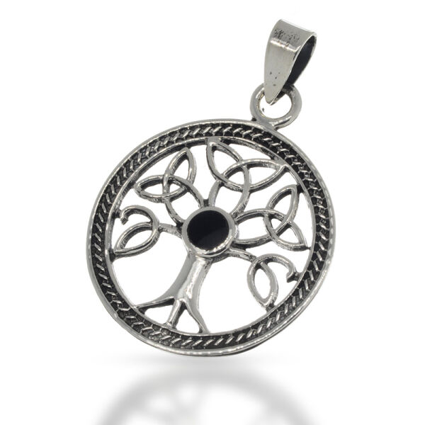 Knotenanhänger mit dunklem Zentrum aus 925er Silber