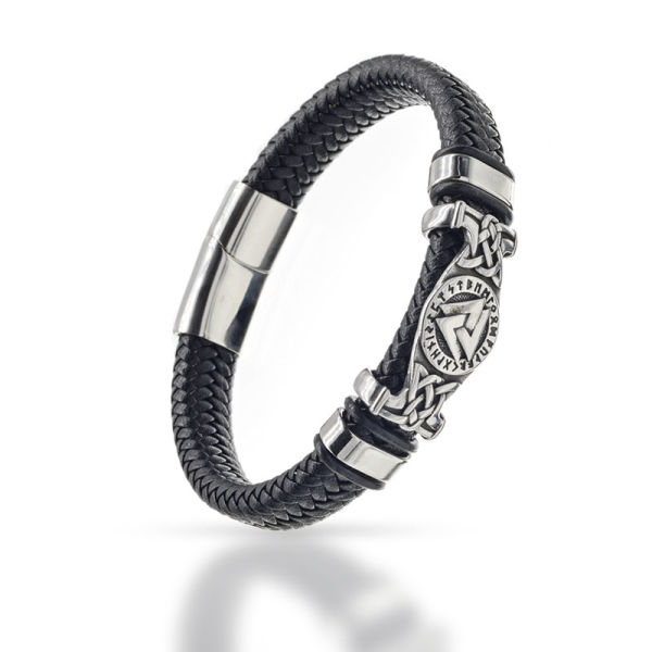Leather Bracelet with Stainless Steel Clasp "Celtic"