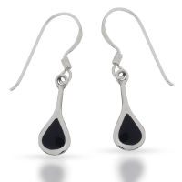 925 Sterling Silver Earrings - "Onyx Drop"