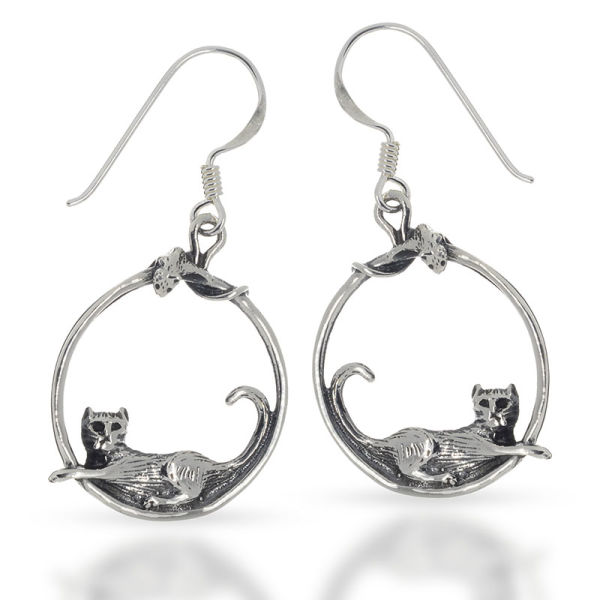 925 Sterling Silber Ohrhänger - "Chill Cat"