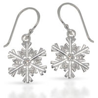 925 Sterling Silver Drop Earrings – Snowflake II...