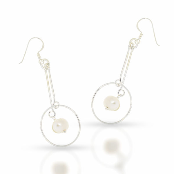 925 Sterling silver earrings - mother-of-pearl and circle