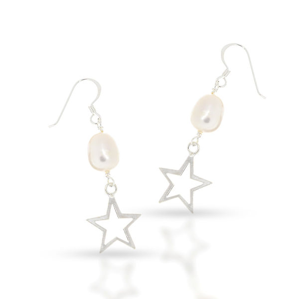 925 Sterling silver earrings - mother-of-pearl and star