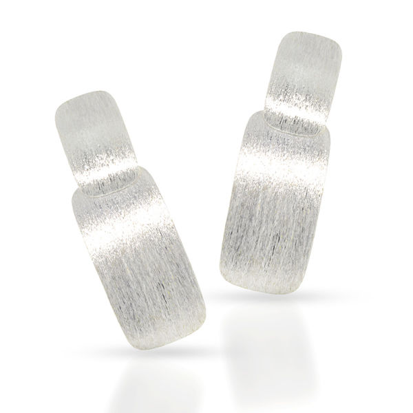 925 Sterling Silber Ohrstecker - Silberplättchen rechteckig