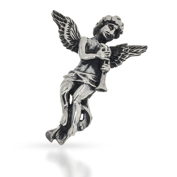 925 Sterling Silver Pendant - Angel with Flute