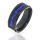 Tungsten ring - PVD black with blue stripe 54 (17,2...