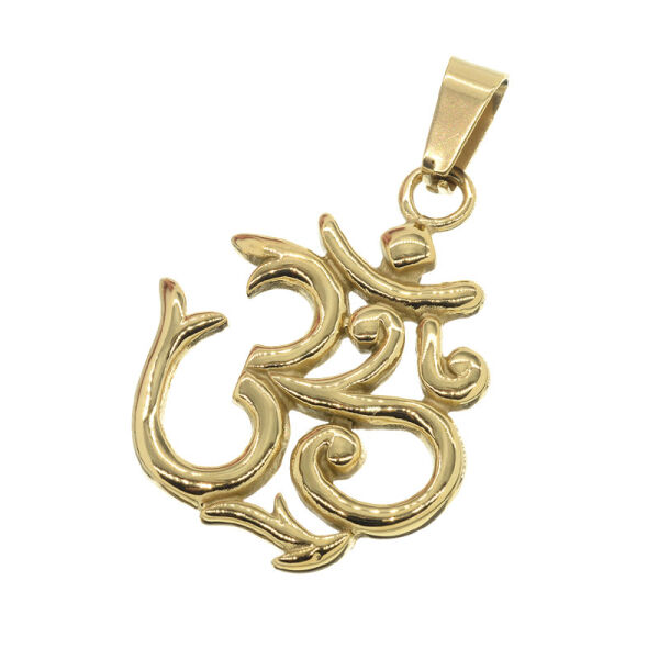 Stainless steel pendant - "Om"  PVD-Gold