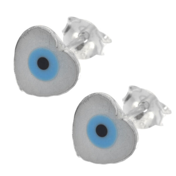 Silver Stud Earrings – Heart-Shaped Eye