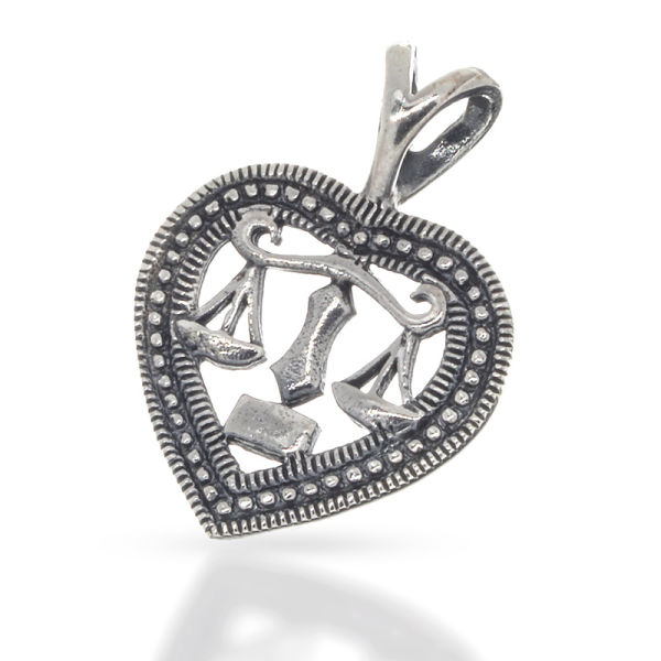 925 Sterling silver pendant - heart with libra