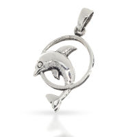 925 Sterling silver pendant - dolphin in a ring