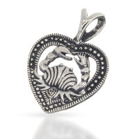 925 Sterling silver pendant - heart with crab