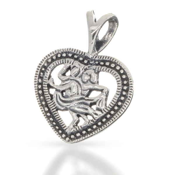 925 Sterling Silber Anhänger - Herz mit Figuren
