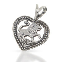 925 Sterling silver pendant - heart with lion