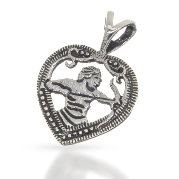 925 Sterling Silber Anhänger - Herz mit Schützen