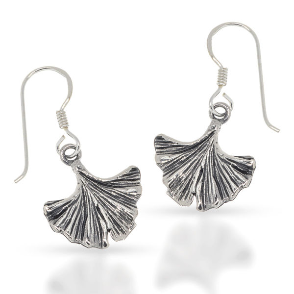 925 Sterling Silber Ohrhänger - Ginkoblatt