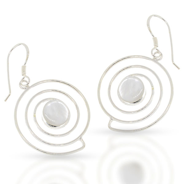 925 Sterling Silber Ohrhänger - Spirale mit Perlmutt
