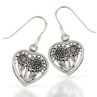 925 Sterling silver earrings - Sunflower in Heart