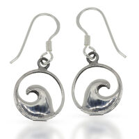 925 Sterling Silver Drop Earrings – Curving Wave in...