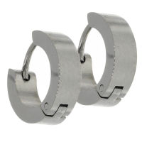 Stainless steel hinged hoop earrings - matte finish