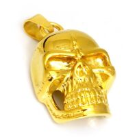 Edelstahlanhänger goldener Totenkopf