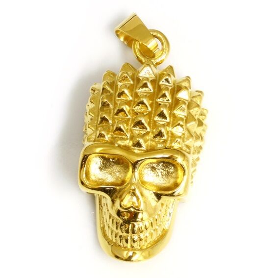Edelstahlanhänger   goldener Totenkopf