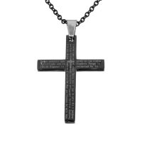 Edelstahlanhänger - Kreuz mit "Vater Unser"  spanisch