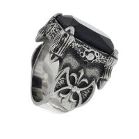 Stainless steel ring - Gothic Black Onyx