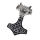 Stainless Steel Pendant - Thors Hammer and Wolf Head 88 mm-Steel